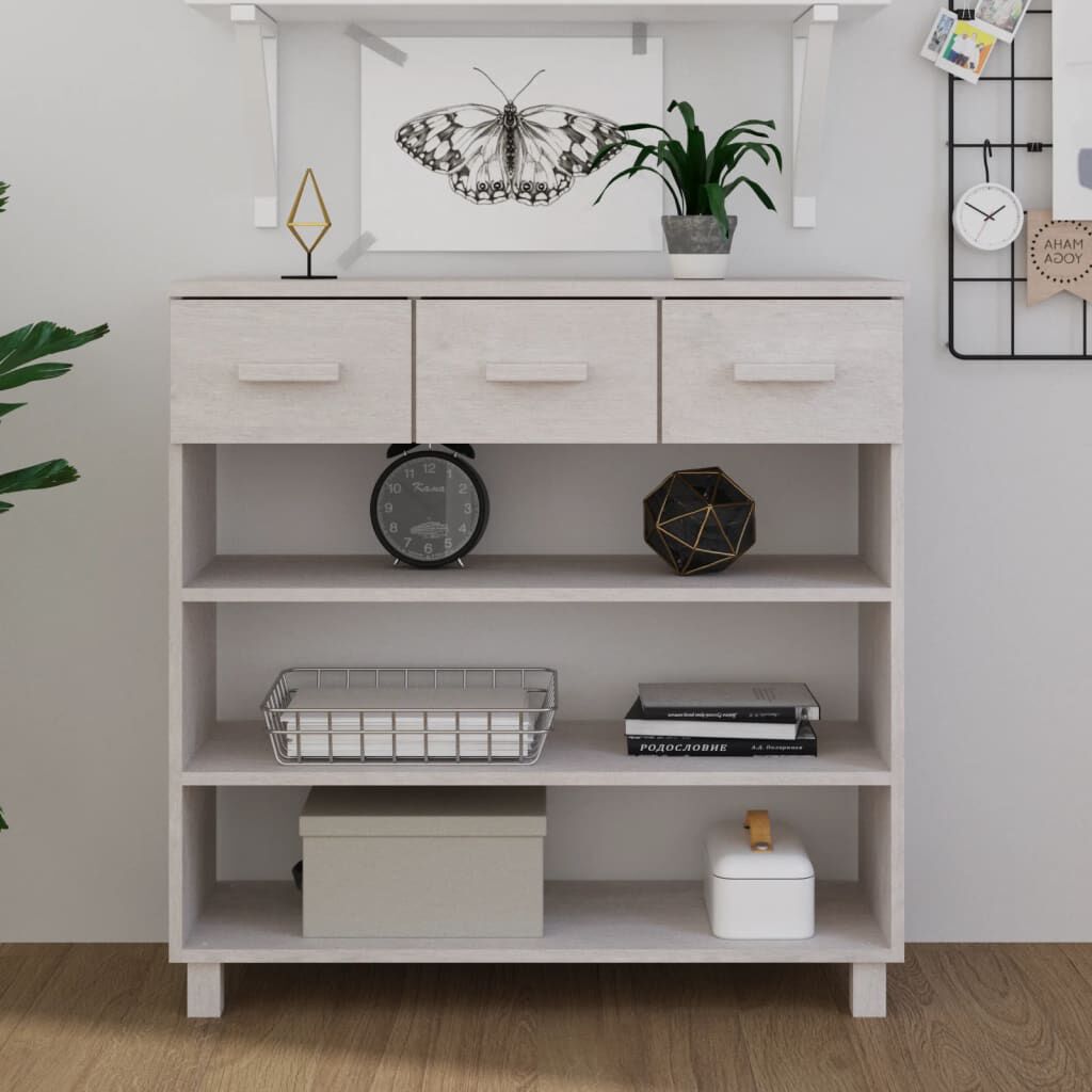 vidaXL طاولة كونسول أبيض 90×35×90 سم خشب صنوبر صلب
