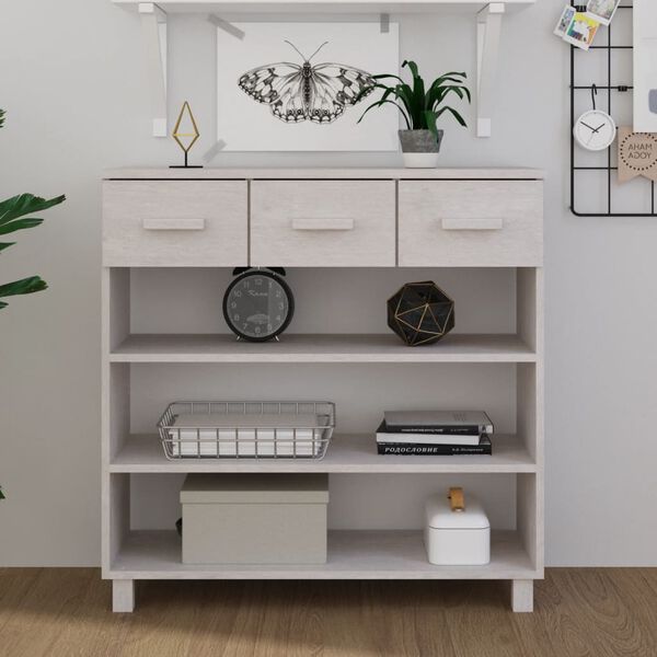 vidaXL طاولة كونسول أبيض 90×35×90 سم خشب صنوبر صلب
