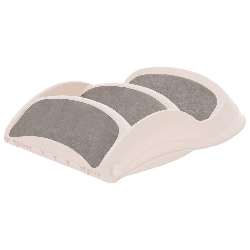 vidaXL سلم كلاب قابل للطي 3 درجات كريمي 50×38×38 سم بلاستيك