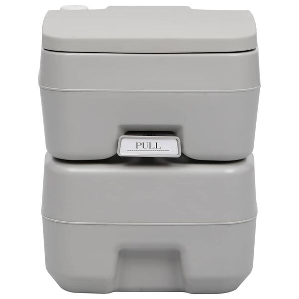 vidaXL مرحاض تخييم متنقل رمادي 20 + 10 لتر