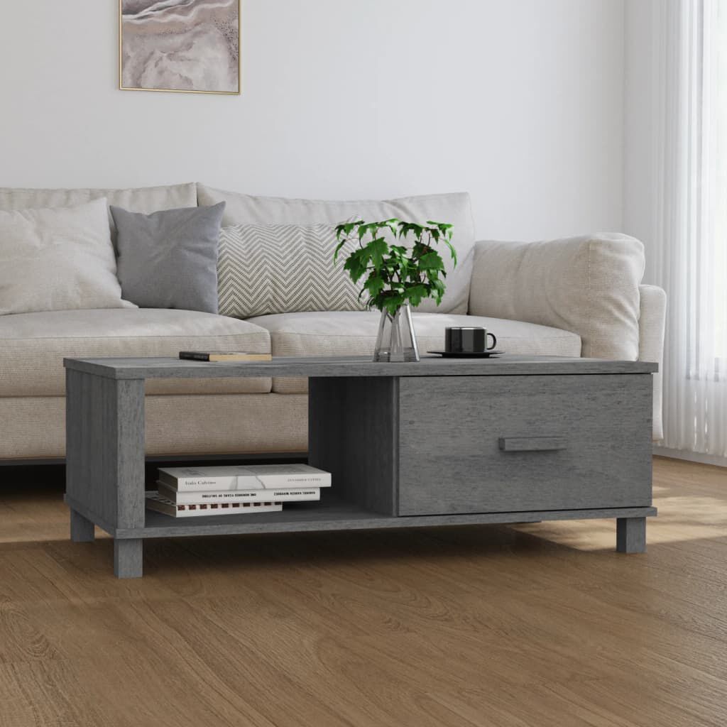 vidaXL طاولة قهوة رمادي داكن 100×55×35 سم خشب صنوبر صلب