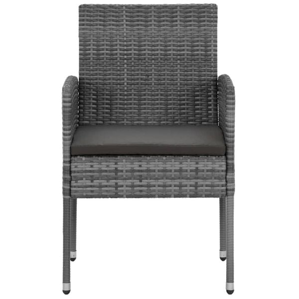 vidaXL عدد 3 قطع طقم سفرة خارجي بولي روطان رمادي