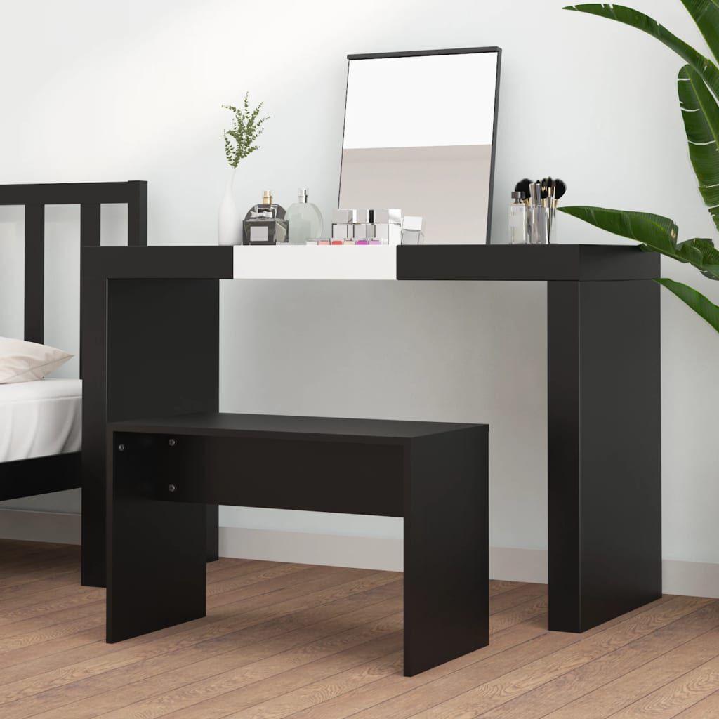 vidaXL كرسي تسريحة أسود 70×35×45 سم خشب صناعي