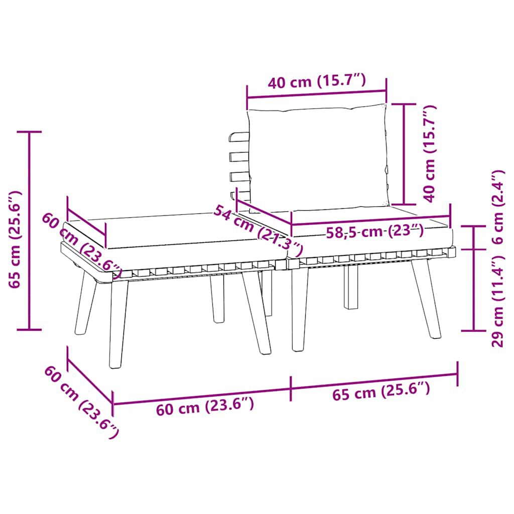 vidaXL طقم 3 قطع جلسة حديقة مع وسائد خشب أكاسيا صلب