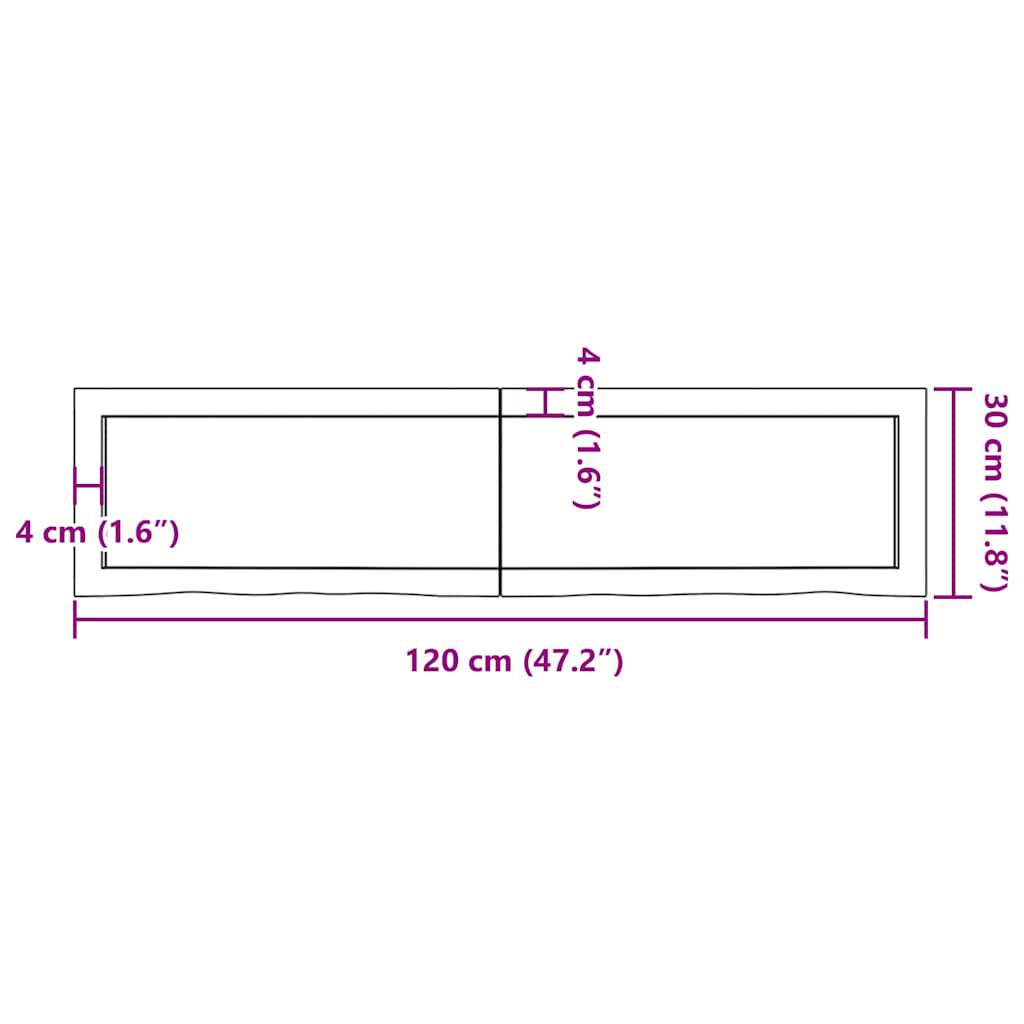 vidaXL رف حائط لون بني فاتح 120*30*(2-4) سم خشب بلوط صلب معالج