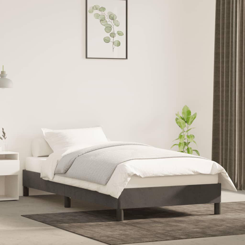 vidaXL إطار سرير لون رمادي غامق 200x90 سم مخمل