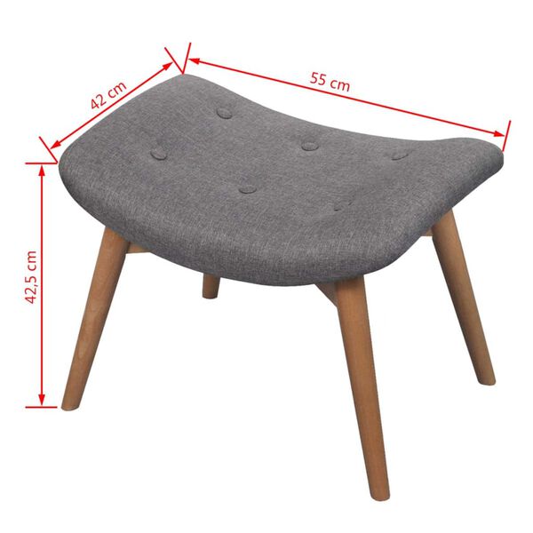 vidaXL كرسي بذراعين مع مسند قدم قماش رمادي