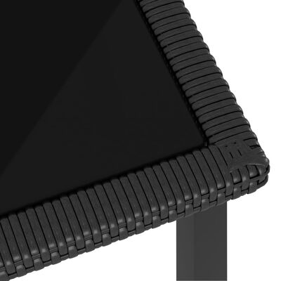 vidaXL طاولة سفرة حديقة أسود 70×70×73 سم بولي روطان
