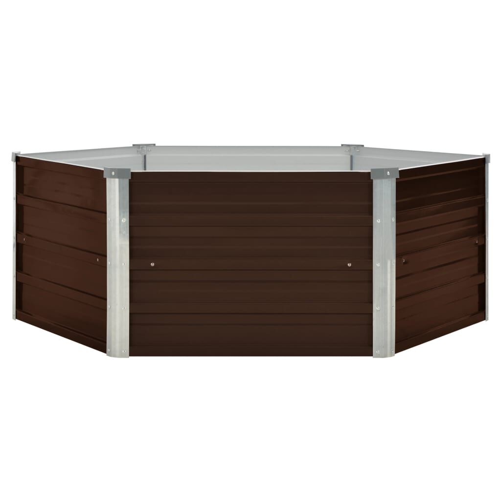 vidaXL حوض حديقة مرتفع بني 129×129×46 سم فولاذ مجلفن