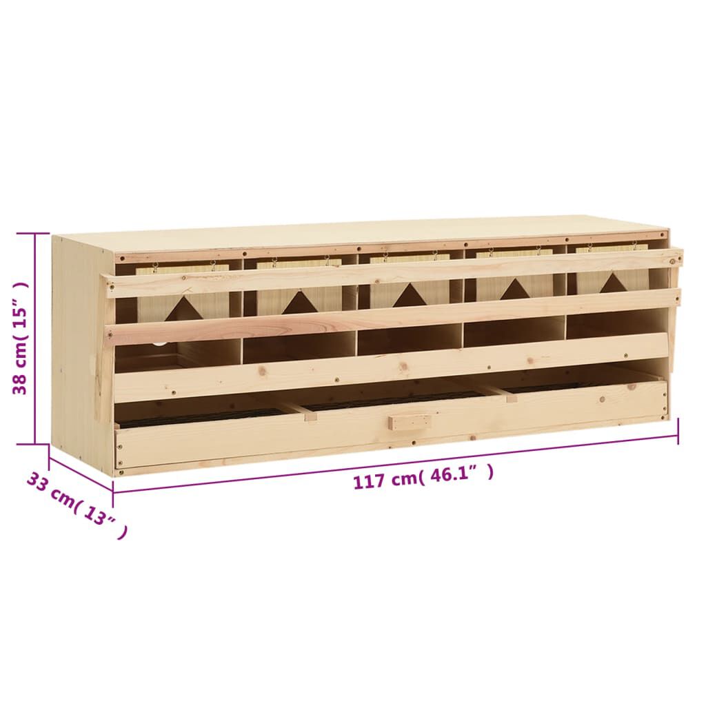 vidaXL عش دجاج 5 حجرات 117×33×38 سم خشب صنوبر صلب