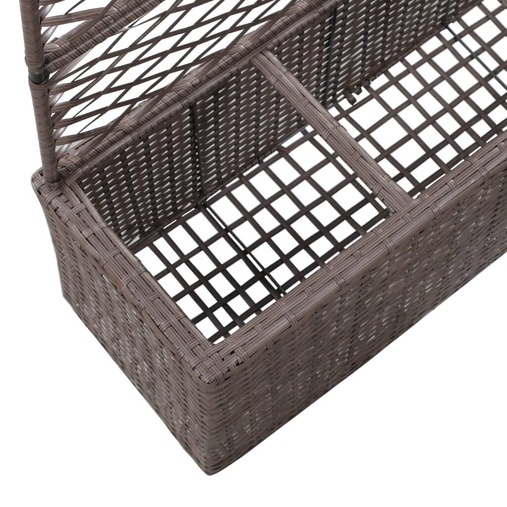 حوض تعريشة زراعي مرتفع مع 3 أصائص 130x30x83 سم بولي روطان بني