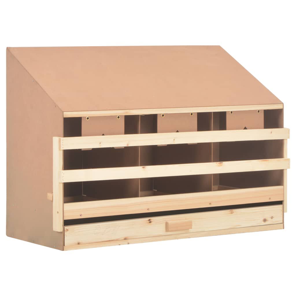 vidaXL عش دجاج 3 حجرات 93×40×65 سم خشب صنوبر صلب