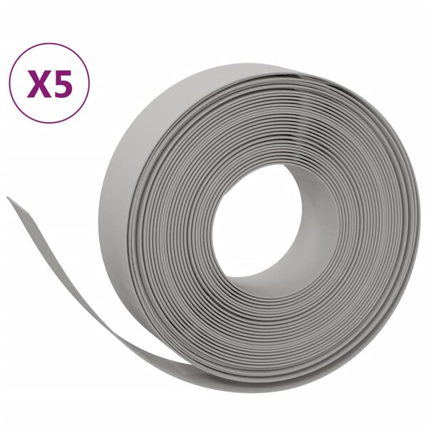 vidaXL سياجات حديقة 5 قطع لون رمادي 10 م 15 سم بولي إيثيلين