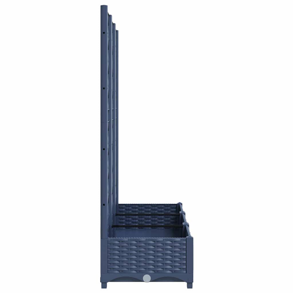 vidaXL حوض حديقة مع تعريشة أزرق رمادي 120×40×121.5 سم PP