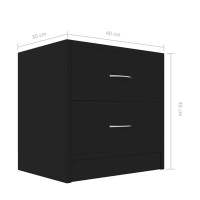 vidaXL خزانات سرير جانبية 2 ق أسود 40×30×40 سم خشب مضغوط