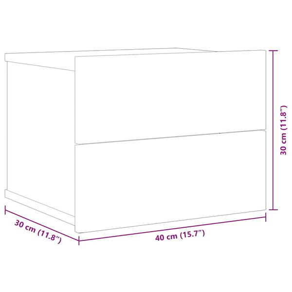 vidaXL خزانة جانب السرير لون أبيض 40×30×30 سم خشب صناعي