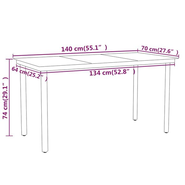 vidaXL عدد 7 قطع طقم سفرة حديقة أسود