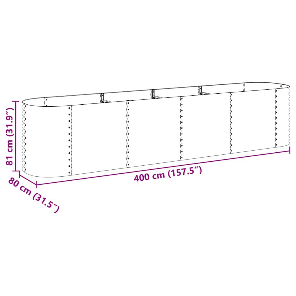 vidaXL حوض حديقة مرتفع 400×80×81 سم فولاذ مجلفن رمادي