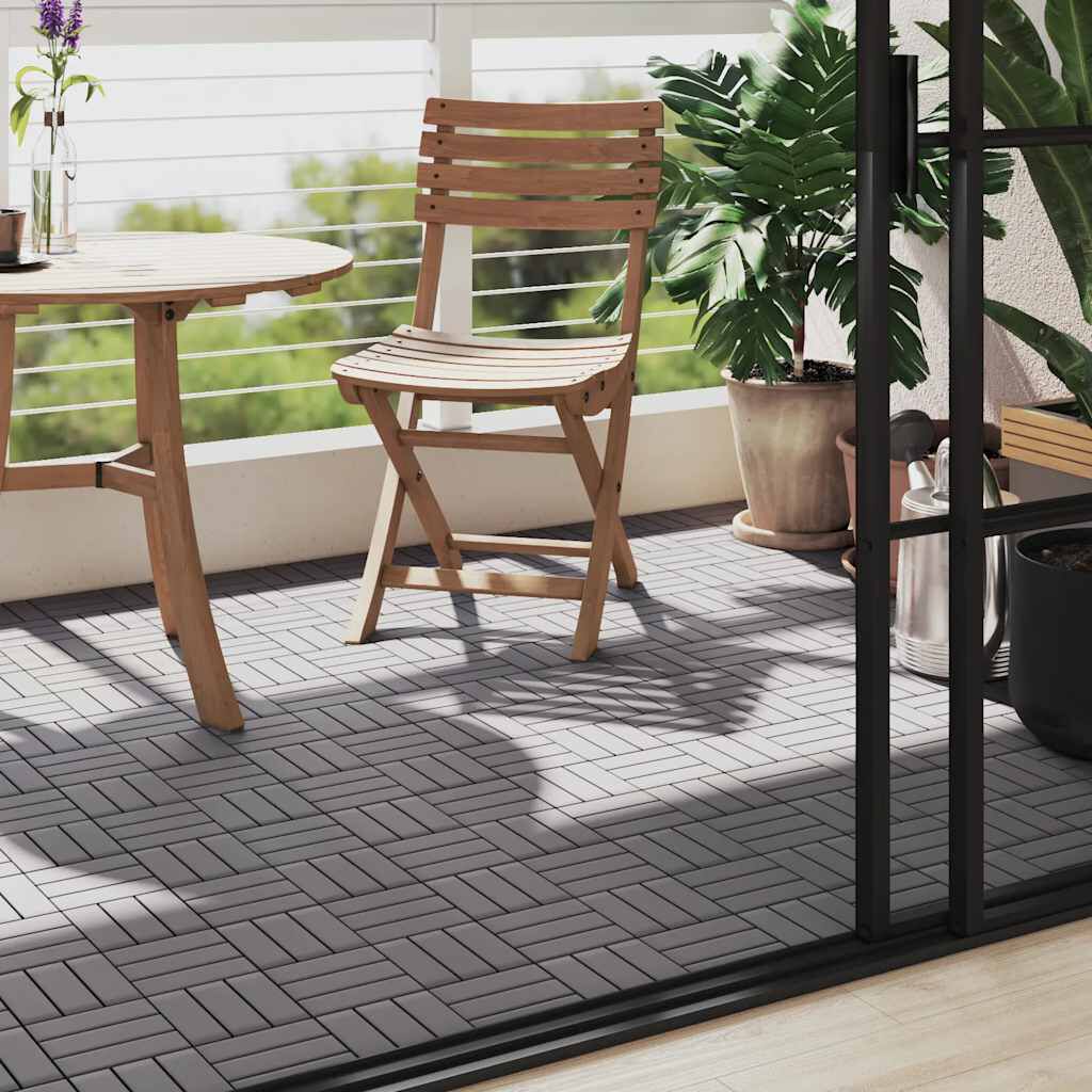 vidaXL بلاط أرضية 10 قطع تشطيب رمادي 30×30 سم خشب أكاسيا صلب