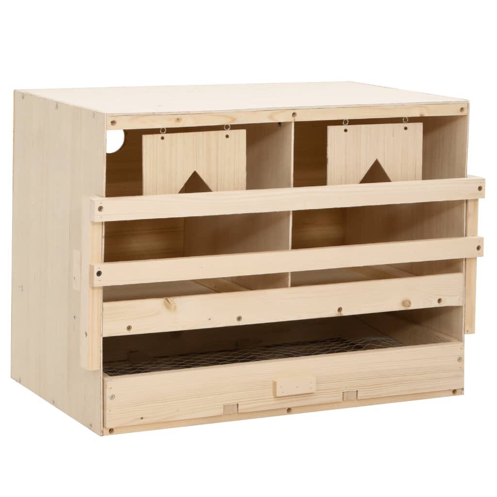 vidaXL عش دجاج حجرتين 63×40×45 سم خشب صنوبر صلب