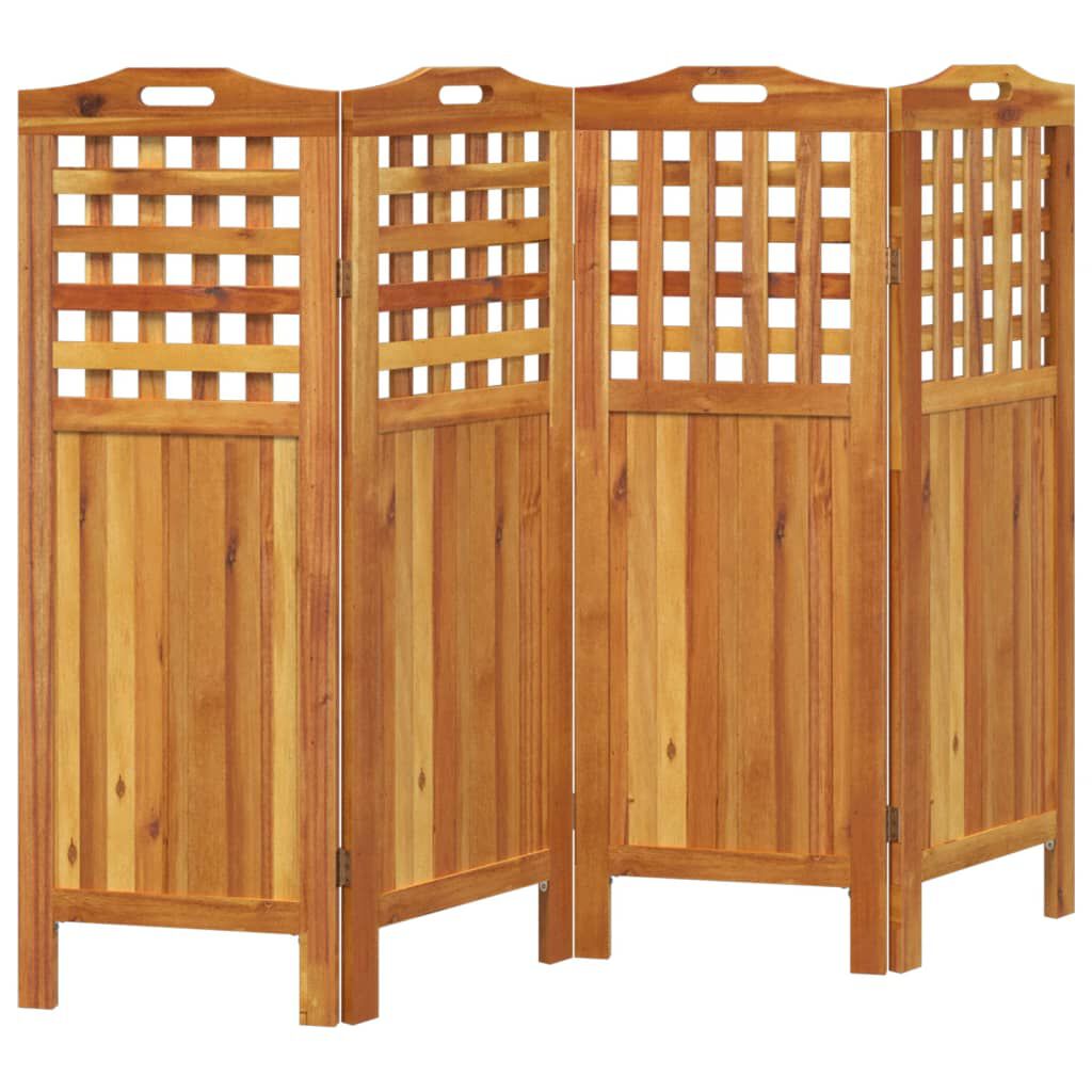 vidaXL مقسم غرفة 4-ألواح 162×2×115 سم خشب أكاسيا صلب