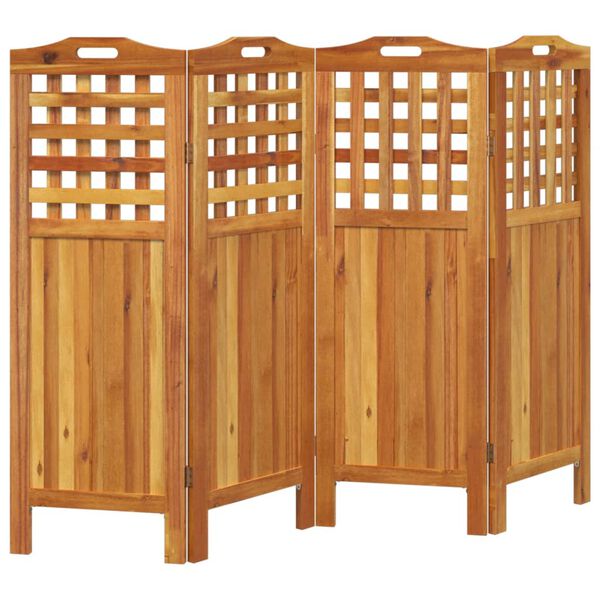 vidaXL مقسم غرفة 4-ألواح 162×2×115 سم خشب أكاسيا صلب