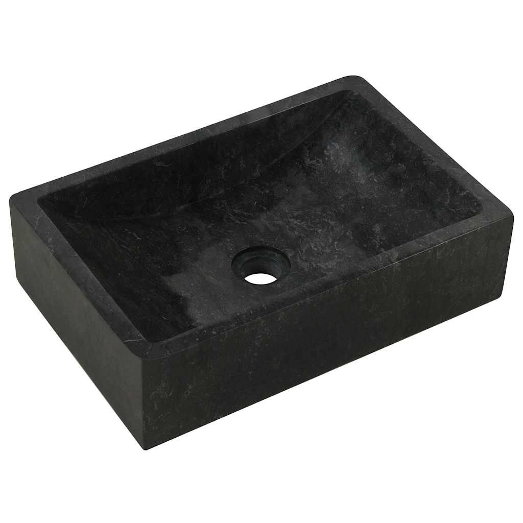 vidaXL حوض 45×30×12 سم رخام أسود