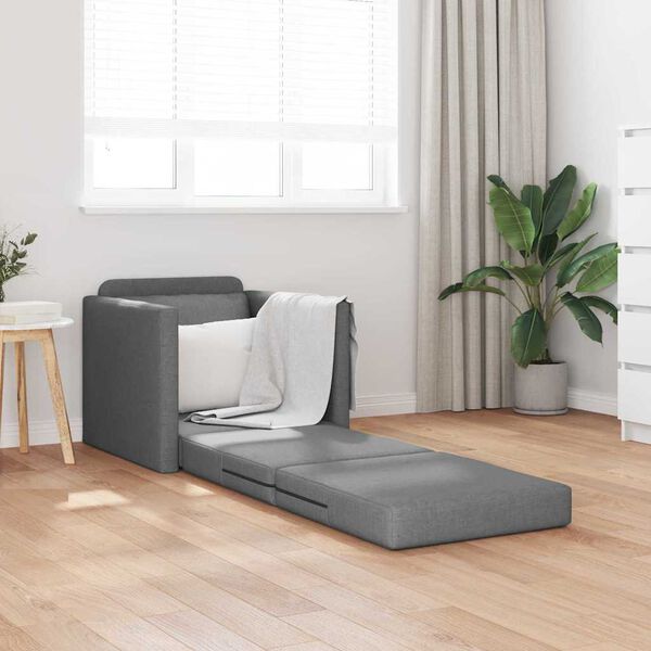 vidaXL سرير أريكة أرضي 2 في 1 لون رمادي داكن 55x174x112 سم قماش
