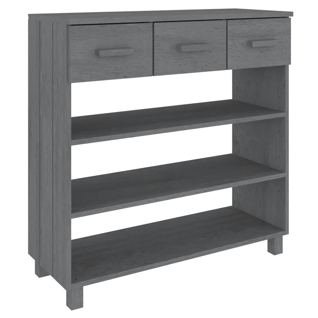 vidaXL طاولة كونسول رمادي داكن 90×35×90 سم خشب صنوبر صلب