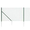 vidaXL سياج شبكي مع مسامير تثبيت لون أخضر 0.8×10 م