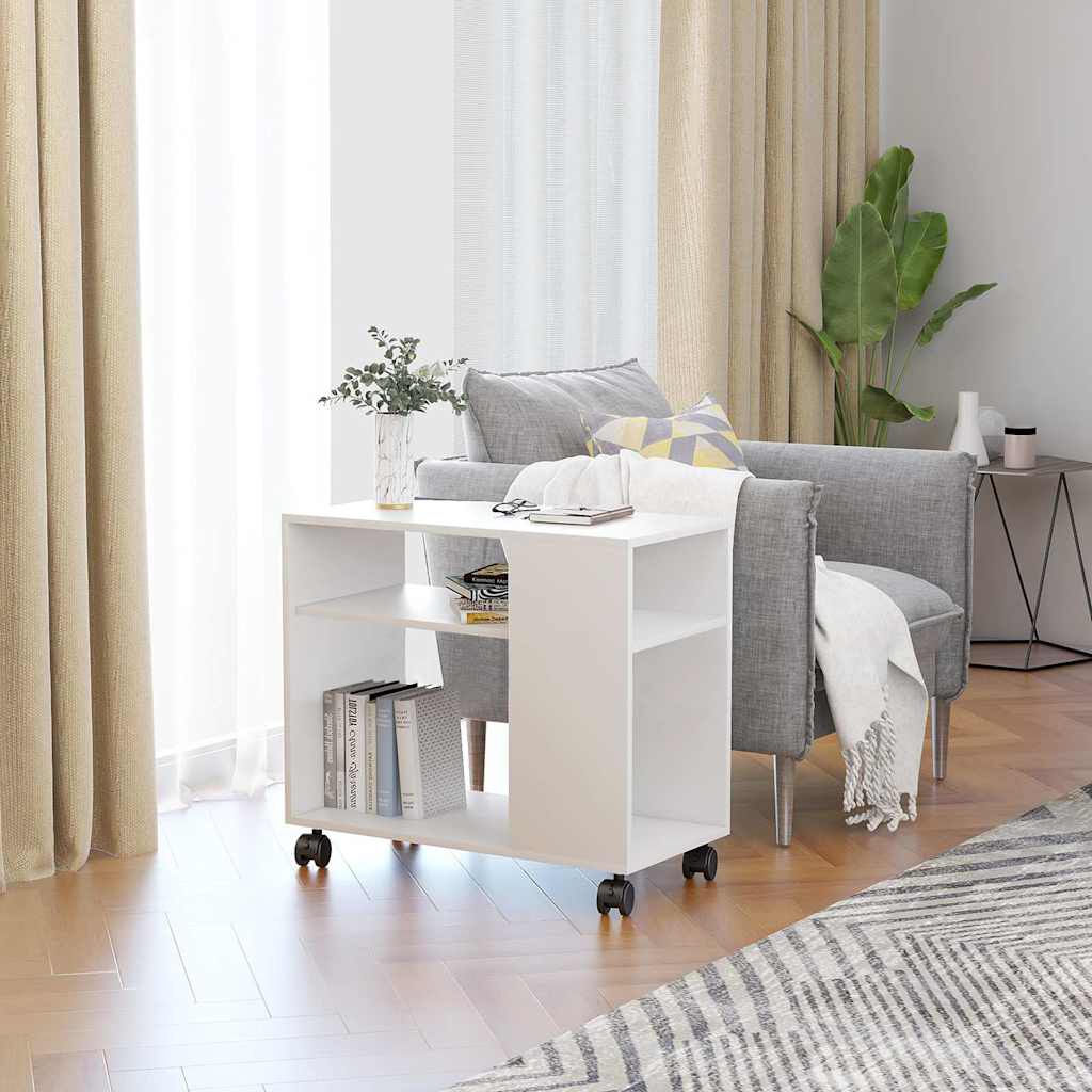 vidaXL طاولة جانبية أبيض 70×35×55 سم خشب صناعي