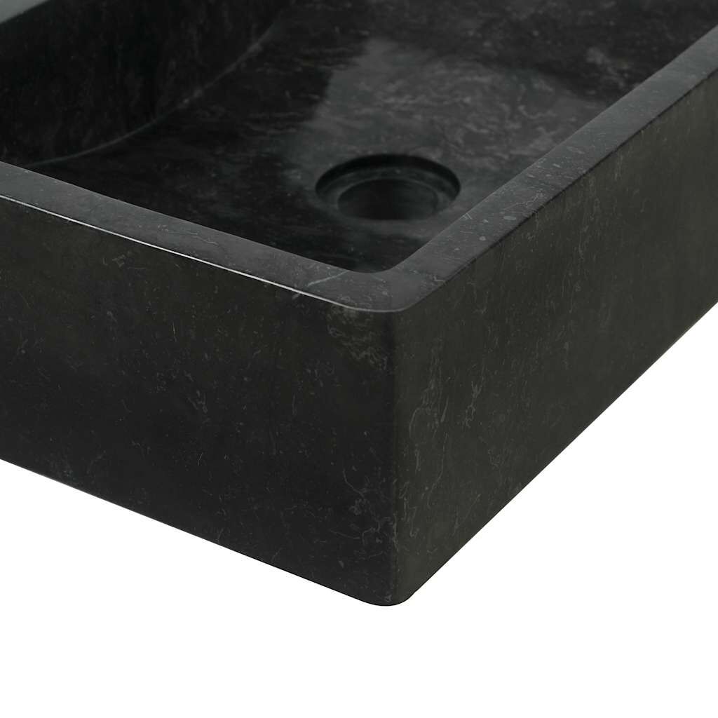 vidaXL حوض 45×30×12 سم رخام أسود