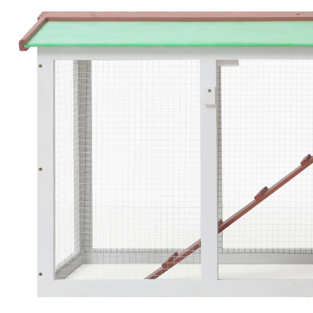 vidaXL قفص أرانب خارجي كبير بني وأبيض 85x45x145 سم خشب