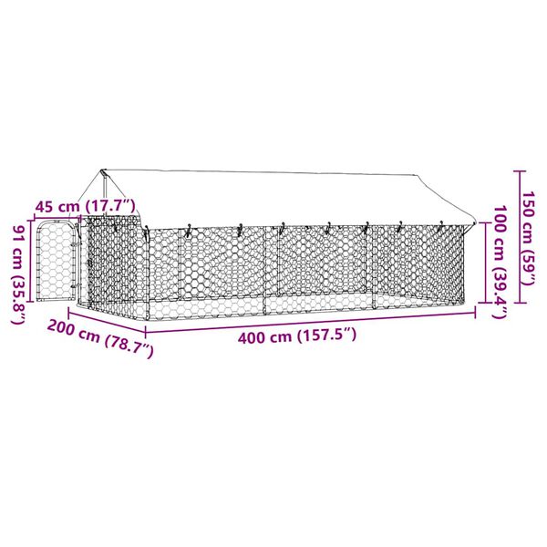vidaXL منزل كلب خارجي مع سقف 150x200x400 سم