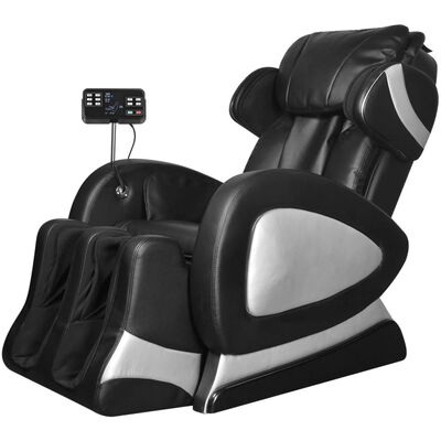 vidaXL كرسي تدليك أسود مع شاشة فائقة جلد صناعي أسود
