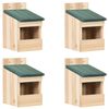 vidaXL بيوت عصافير 4 ق 12&times;16&times;20 سم خشب تنوب