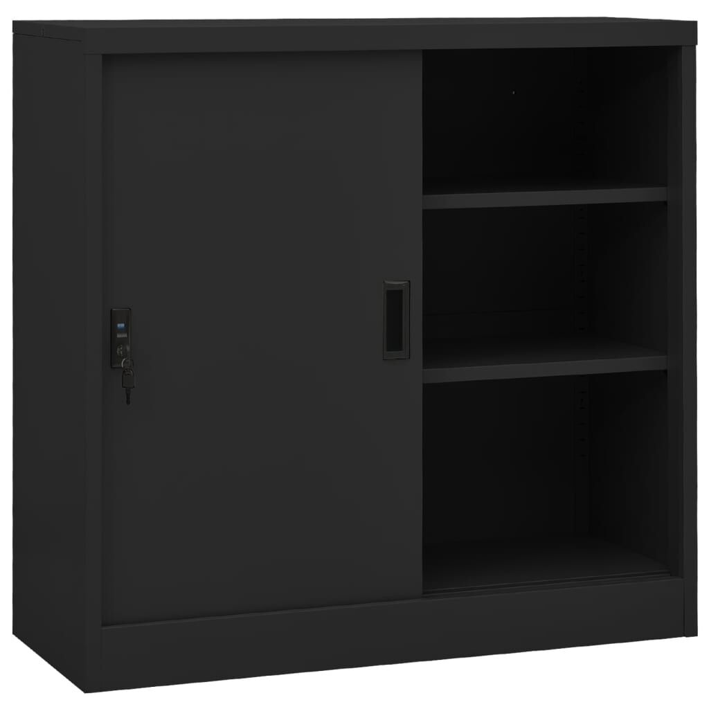 vidaXL خزانة مكتب مع باب منزلق أنثراسيت 90×40×90 سم فولاذ