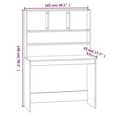 vidaXL مكتب ذو رفوف لون أبيض 102×45×148 سم خشب صناعي