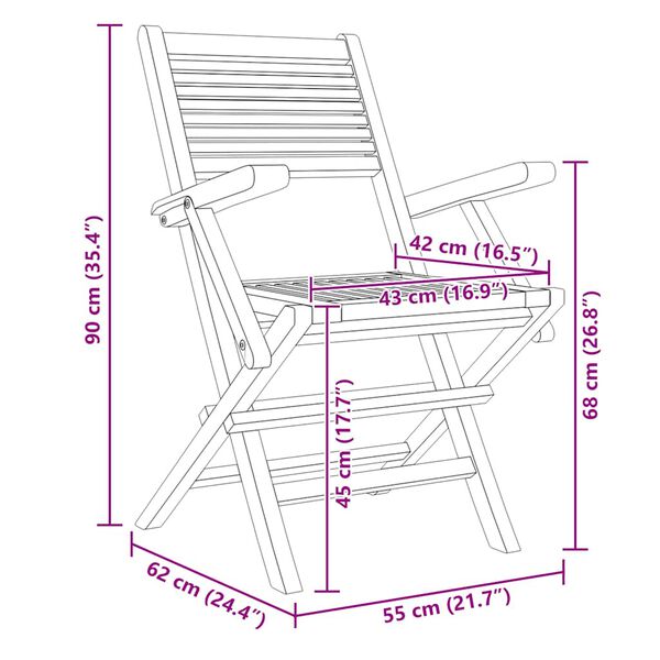 vidaXL كراسي حديقة قابلة للطي 4 ق 55x62x90 سم خشب ساج صلب