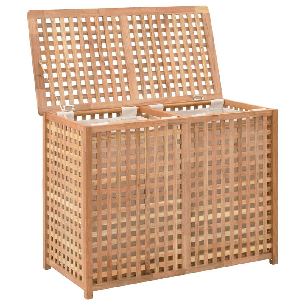 vidaXL سلة غسيل 87.5×46×67 سم خشب جوز صلب