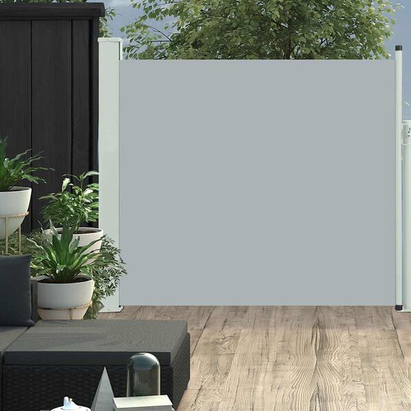 vidaXL مظلة فناء جانبية قابلة للسحب 300x100 سم رمادي