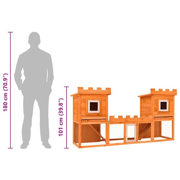 vidaXL قفص أرانب خارجي كبير قفص حيوانات أليفة بيت مزدوج