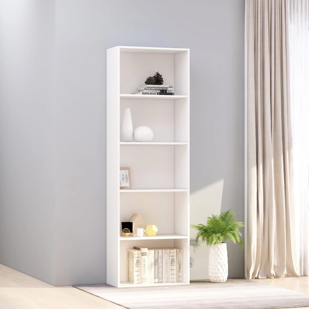 vidaXL خزانة كتب 5-طبقات لون أبيض 60×30×189 سم خشب صناعي