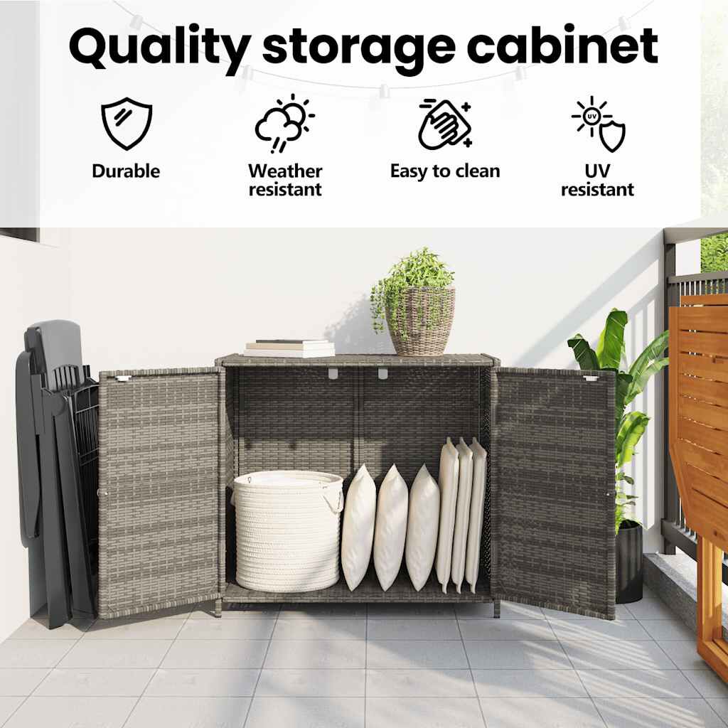 vidaXL خزانة تخزين حديقة لون رمادي 76x45x83 سم بولي روطان