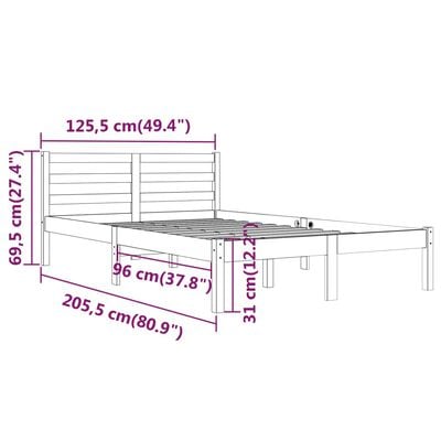 vidaXL إطار سرير خشب صنوبر صلب 120×200 سم رمادي