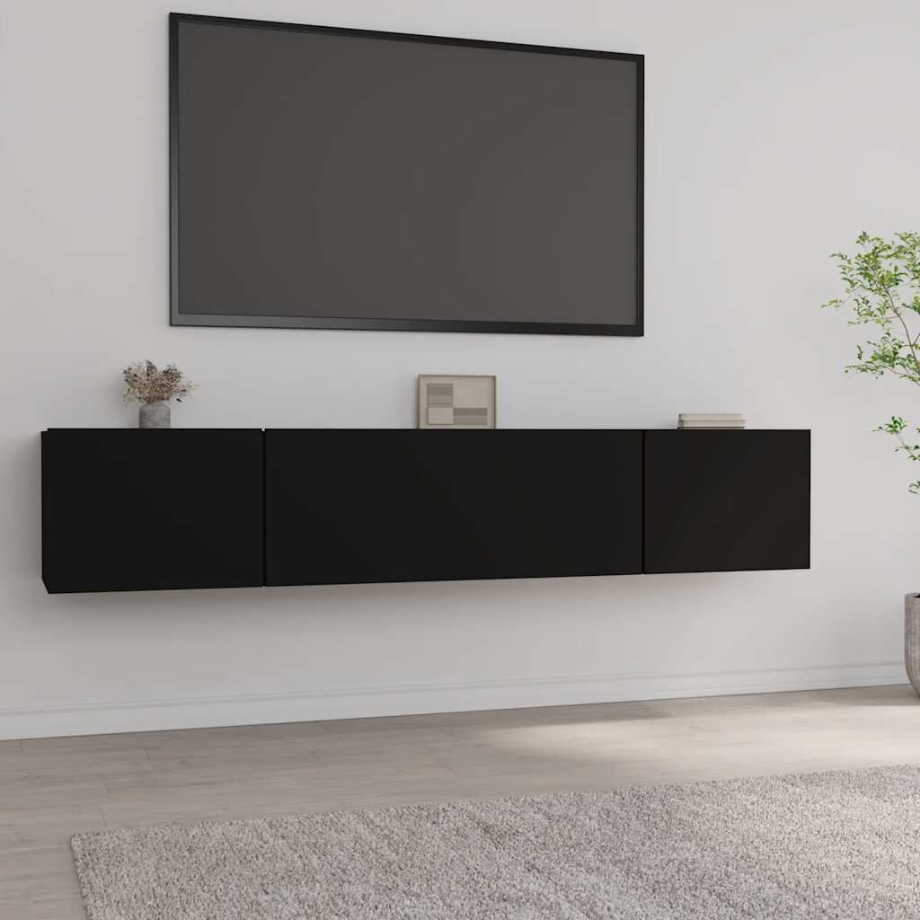 vidaXL خزائن تلفزيون 2ق أسود 80x30x30 سم خشب صناعي
