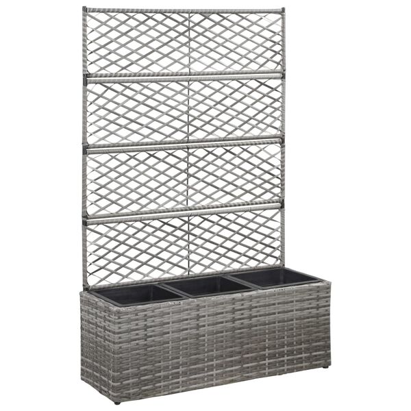 حوض تعريشة زراعي مرتفع مع 3 أصائص 130x30x83 سم بولي روطان رمادي