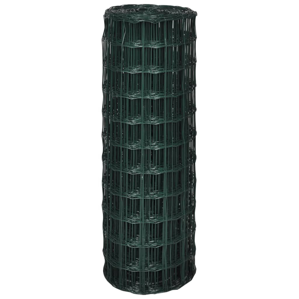 vidaXL سياج يورو فولاذ 0,8x25 متر أخضر
