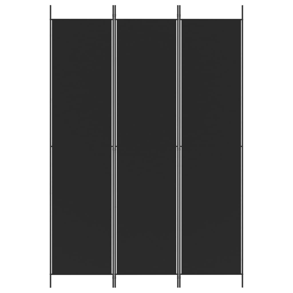 vidaXL مقسم غرفة 3-ألواح أسود 150×220 سم قماش