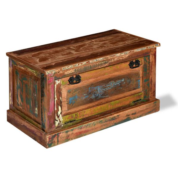 vidaXL مقعد تخزين الأحذية خشب صلب مستصلح